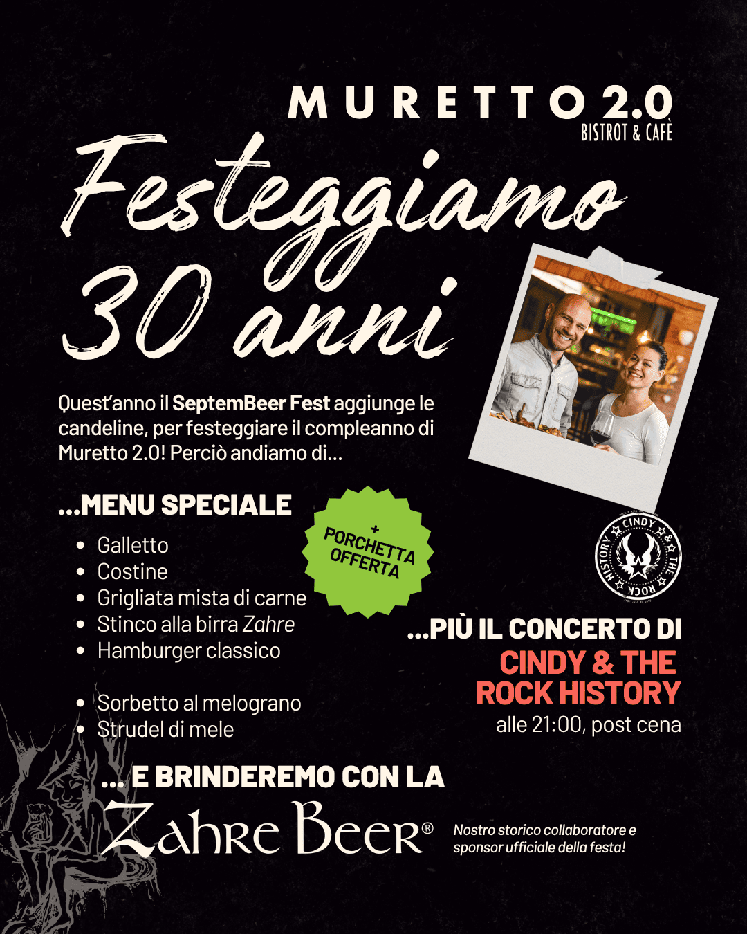 Muretto 2.0 Compleanno 26 settembre 2026 con Cindy and the Rock History
